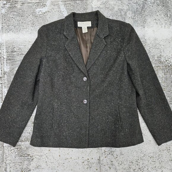 Norton Mcnaughton Women Blazer 100% Wool Two Button Style Jacket Size 10 - Picture 1 of 9